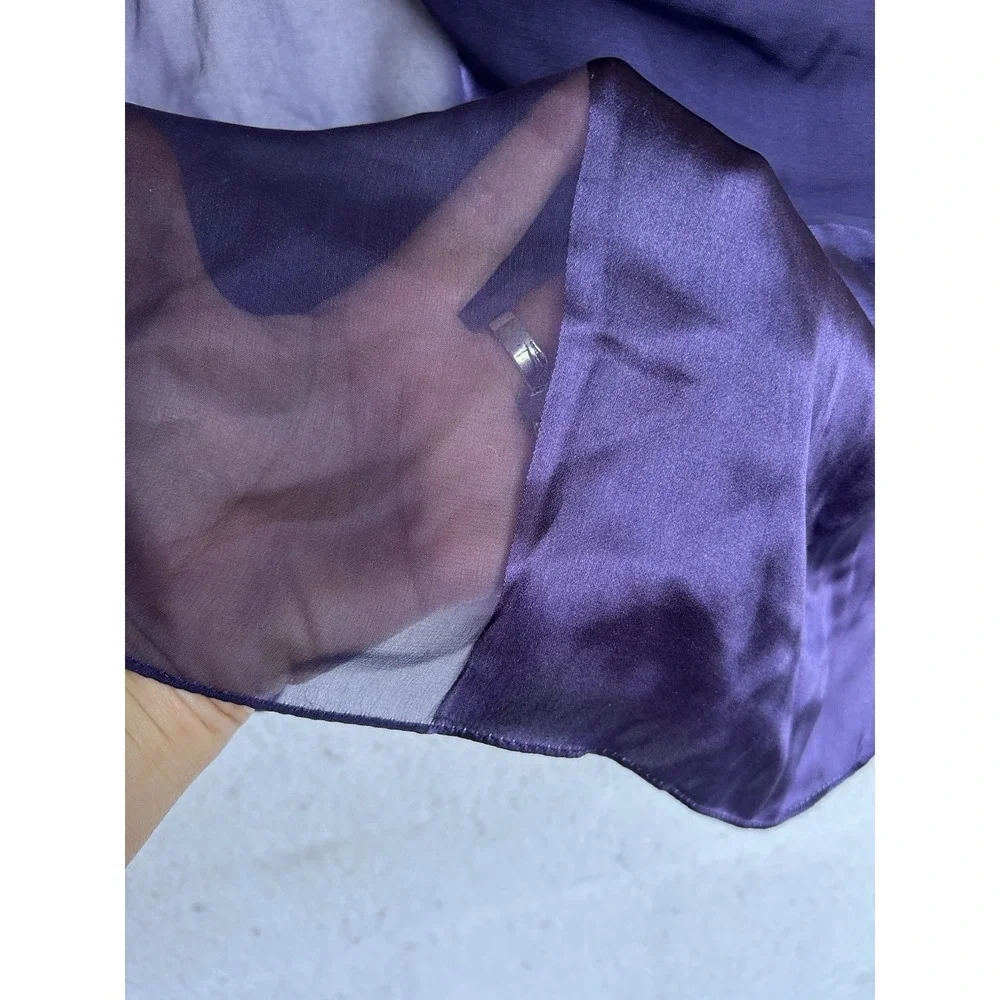 ECHO Royal Purple Silk Half Sheer Oblong Long Scarf Made In Japan 17x60